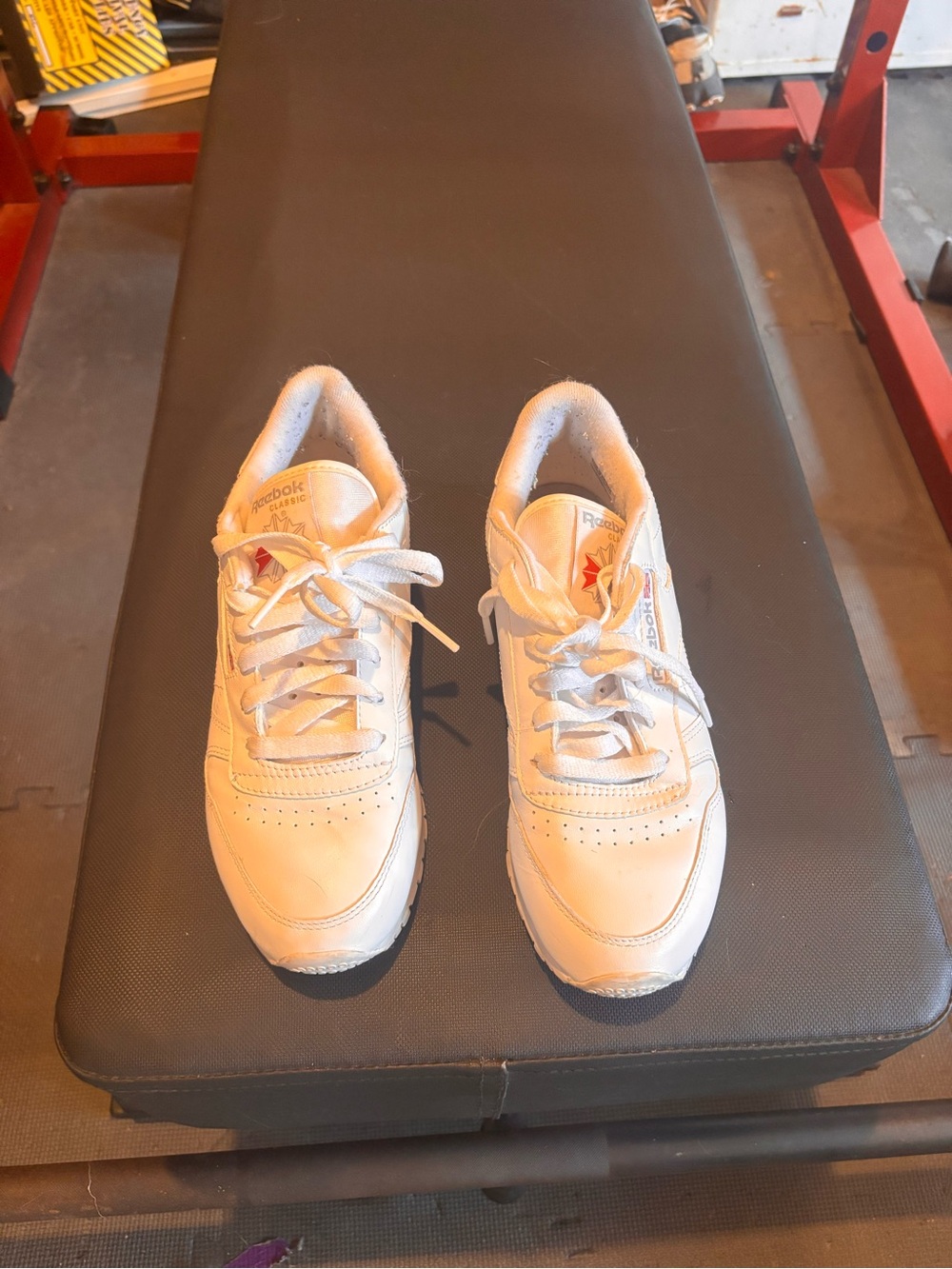 Reebok White Low-Top Leather Sneakers with Subtle Red Logo